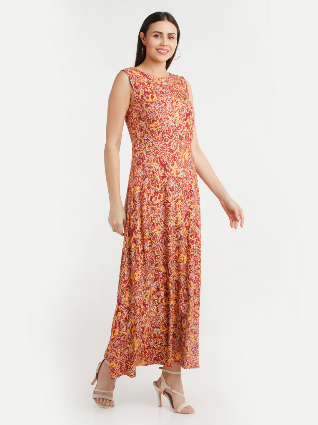 Orange Printed Maxi Dress - Image 5