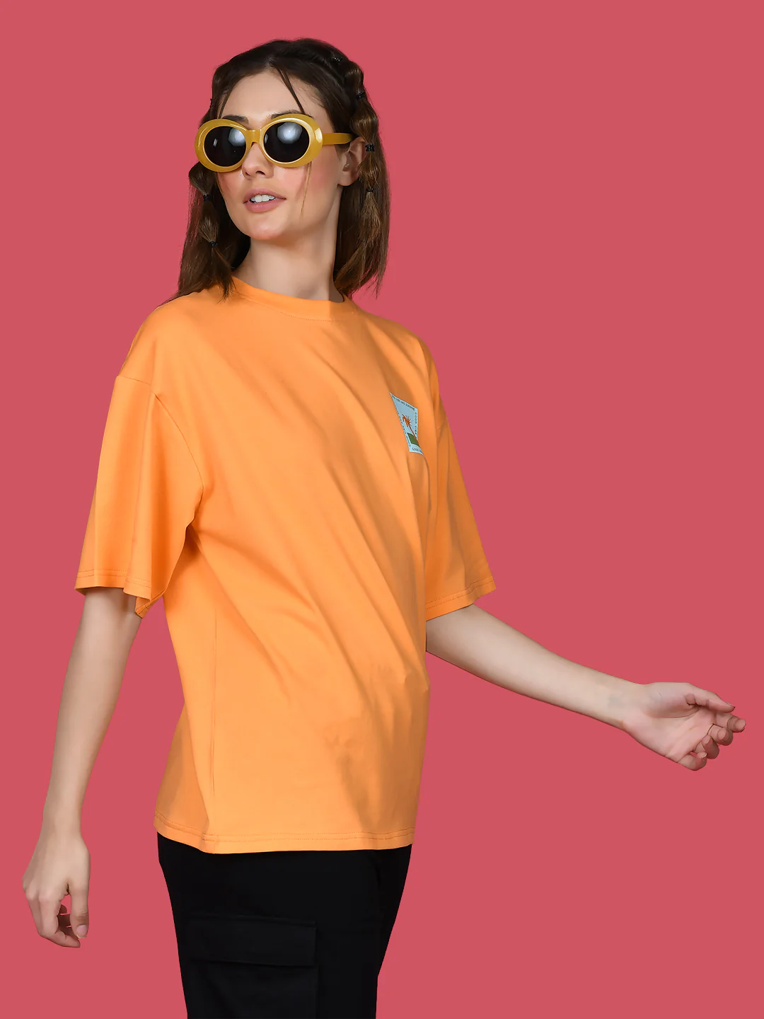 Orange Printed Oversized T-Shirt - Image 4