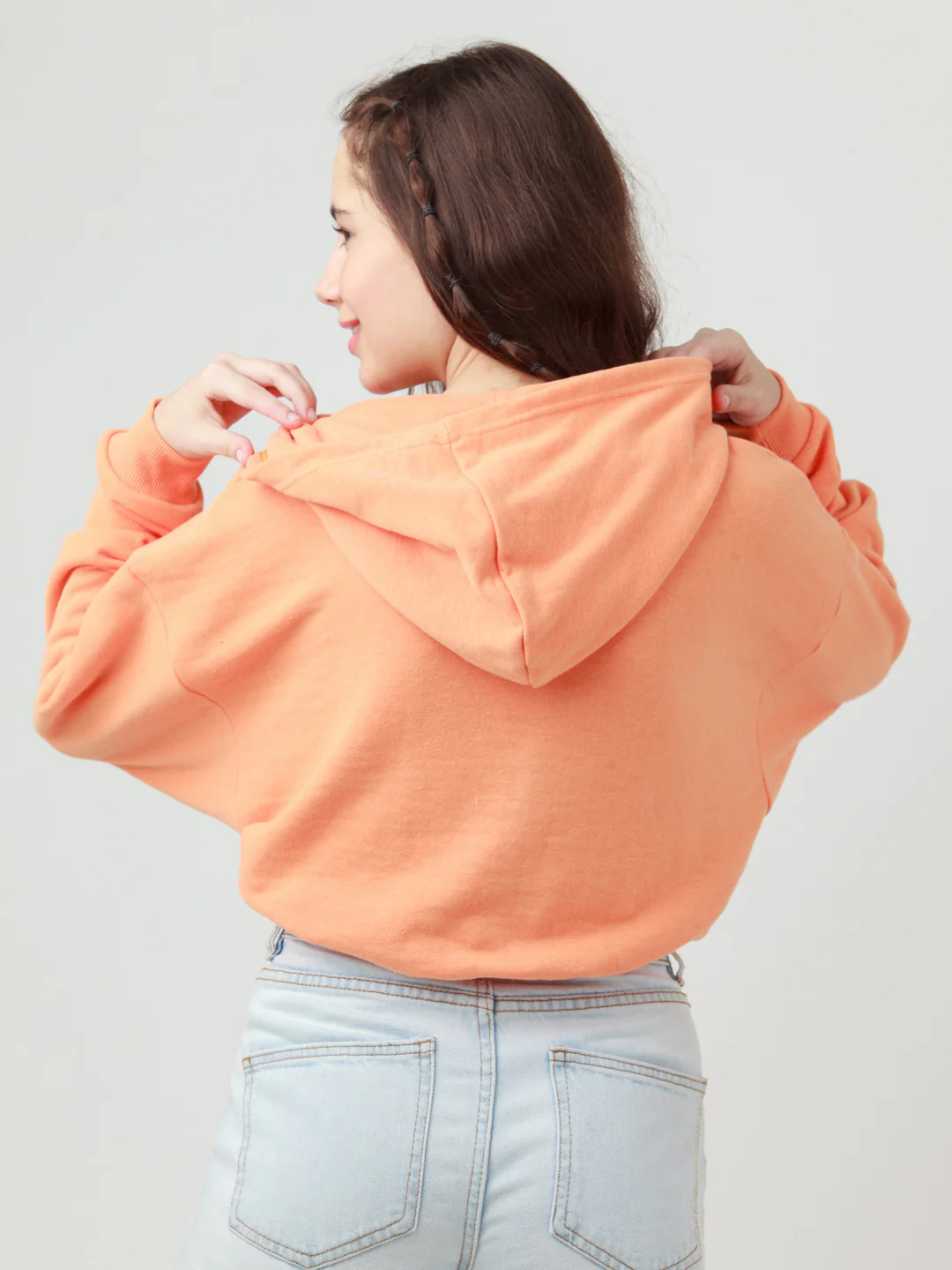 Orange Solid Cropped Sweatshirt - Image 4