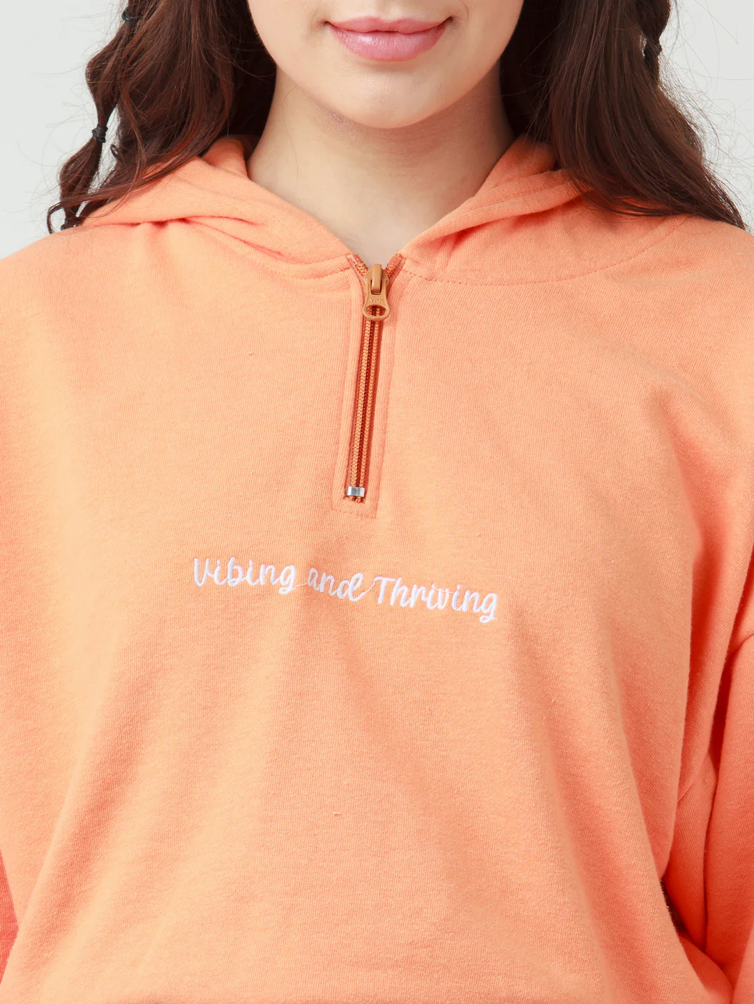 Orange Solid Cropped Sweatshirt - Image 6