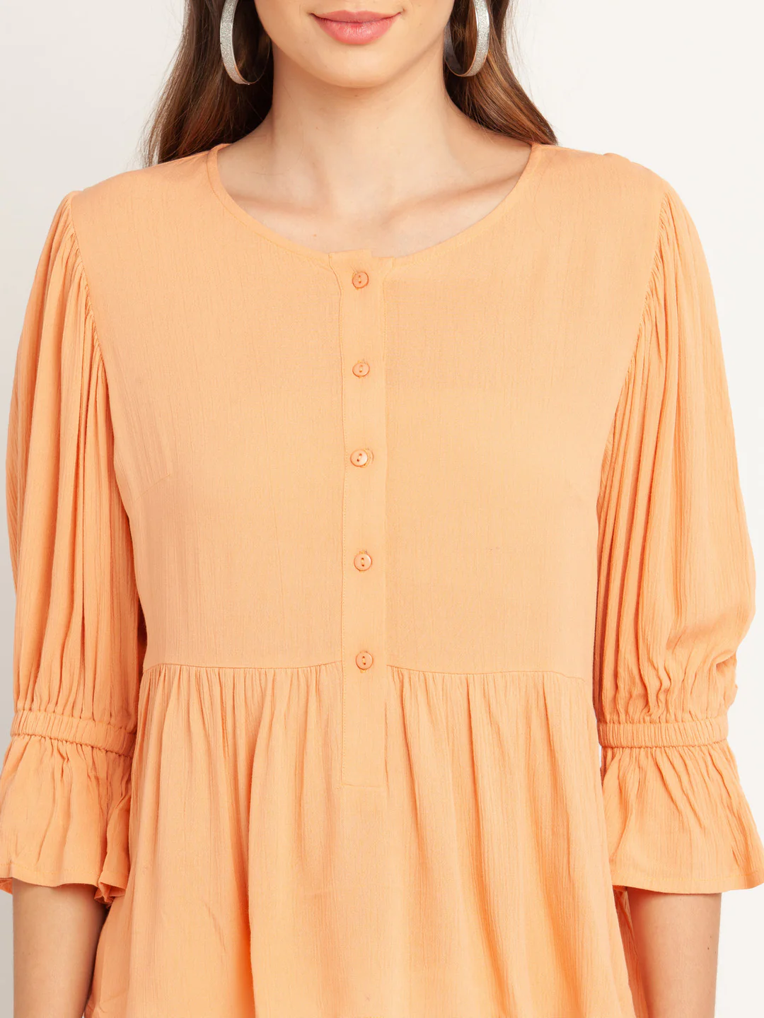 Orange Solid Gathered Top - Image 6