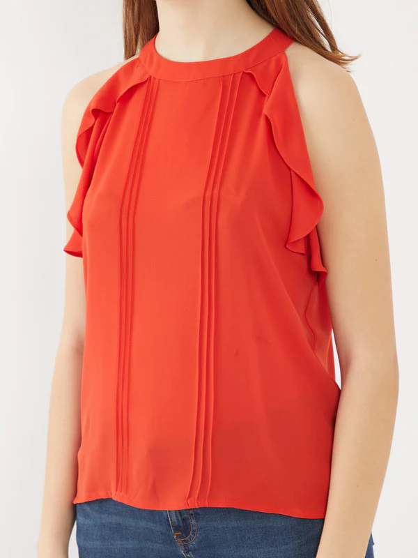 Orange Solid Halter Neck Top - Image 6