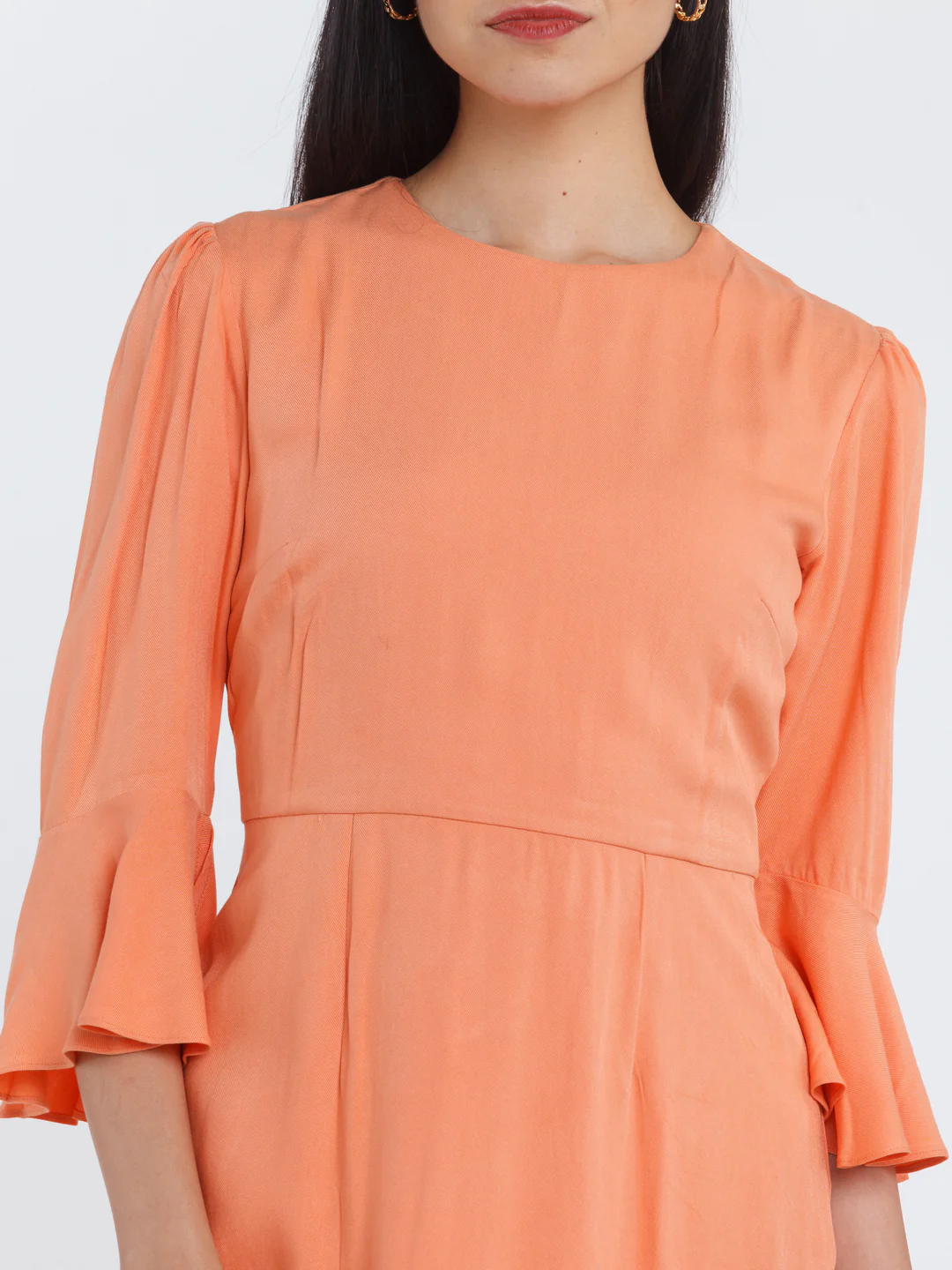 Orange Solid Short Dress - Image 6