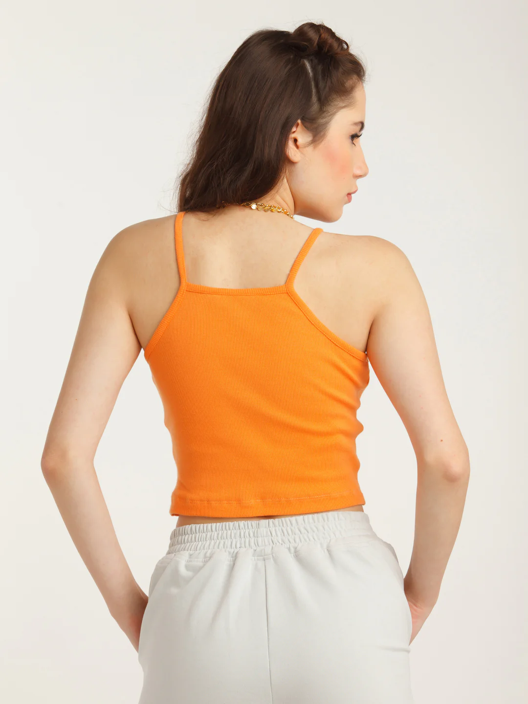 Orange Solid Strappy Top - Image 4