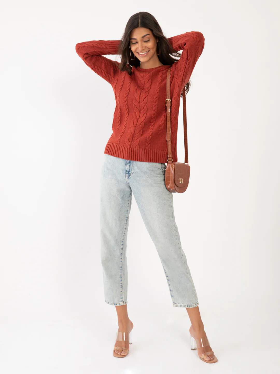 Orange Solid Sweater