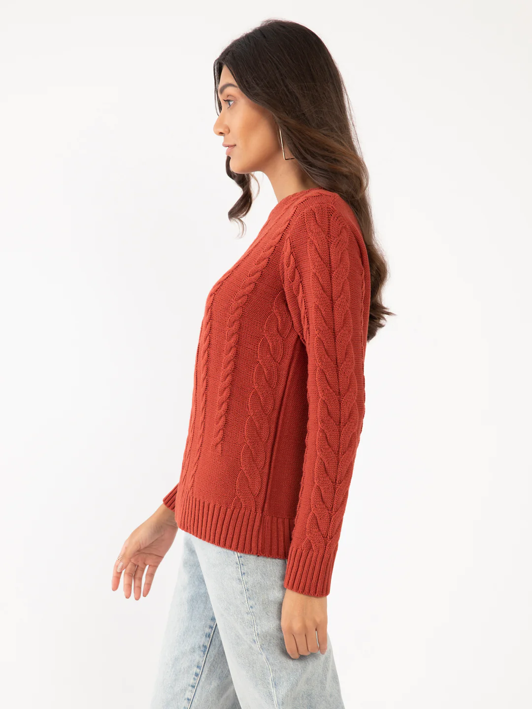 Orange Solid Sweater - Image 3