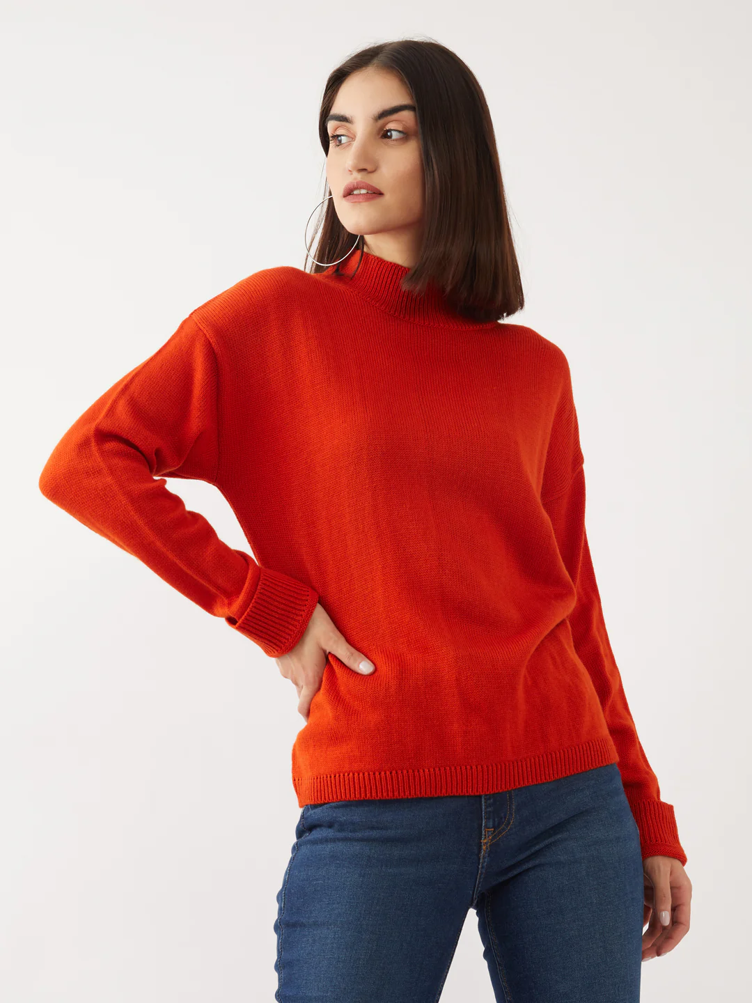 Orange Solid Sweater - Image 2