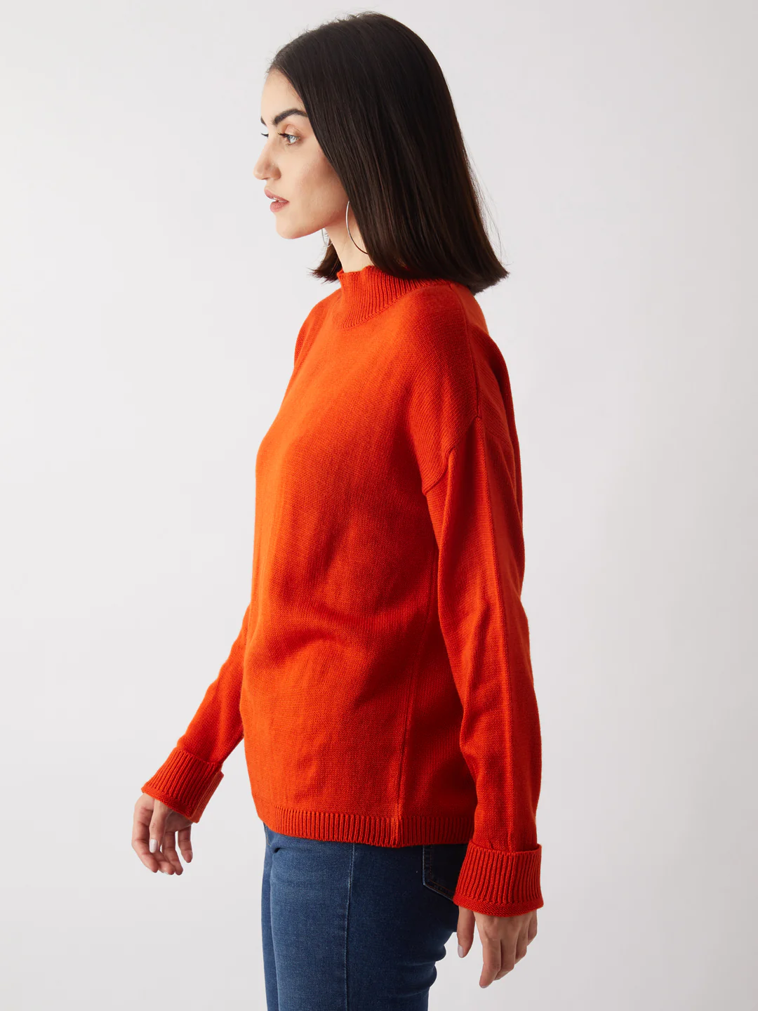 Orange Solid Sweater - Image 3