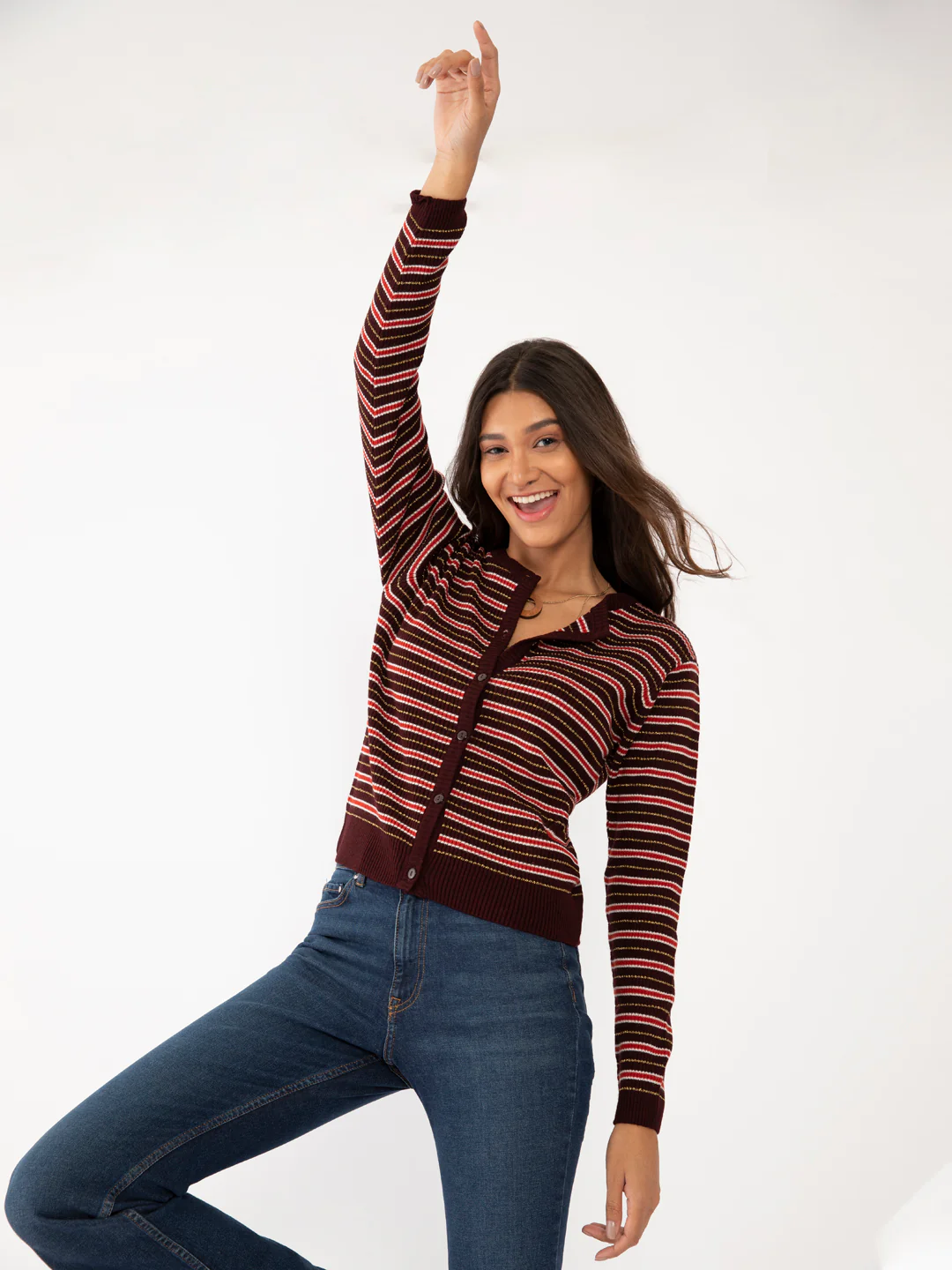 Orange Striped Cardigan - Image 2