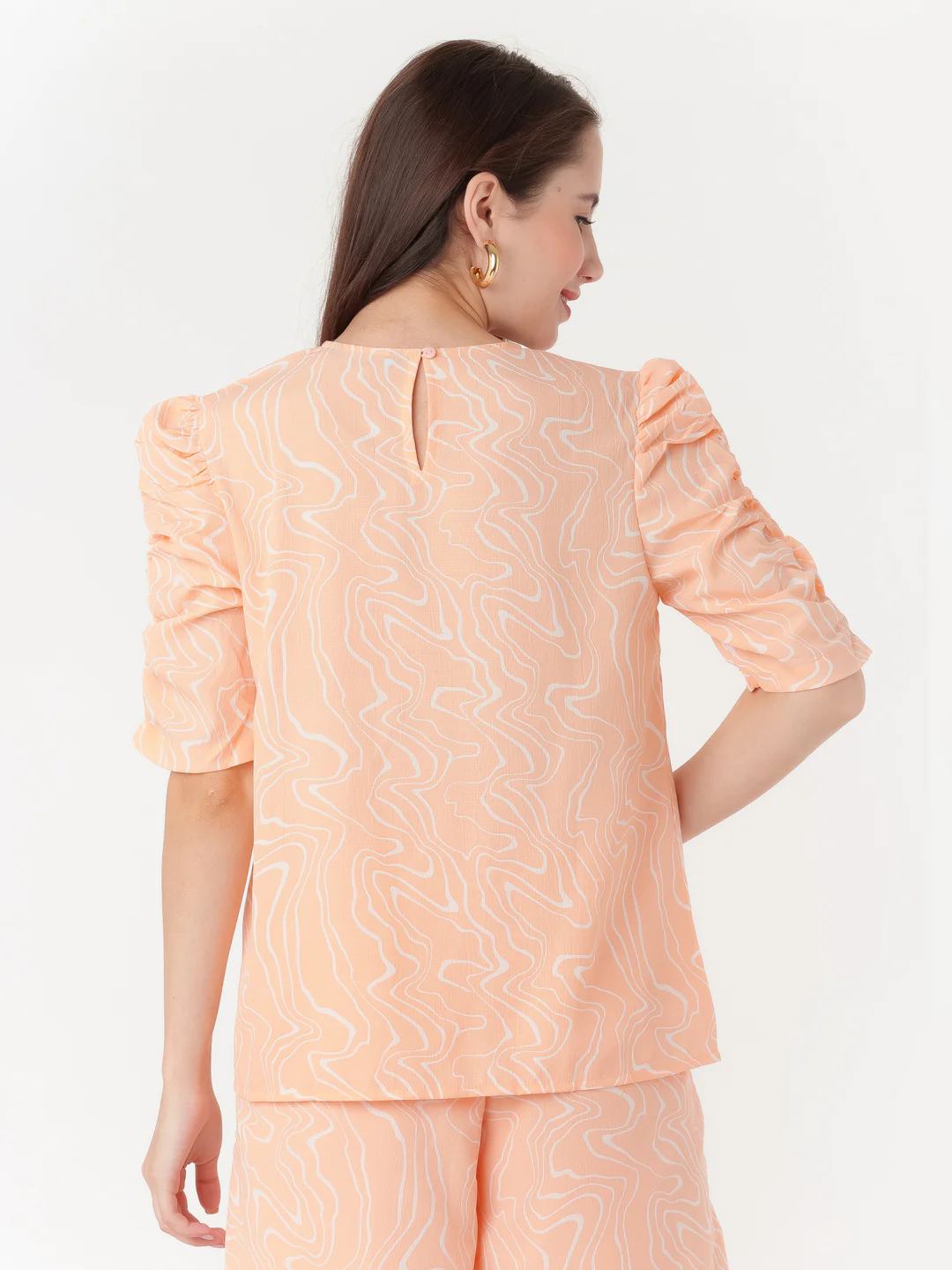 Peach Printed Elasticated Top - Image 4