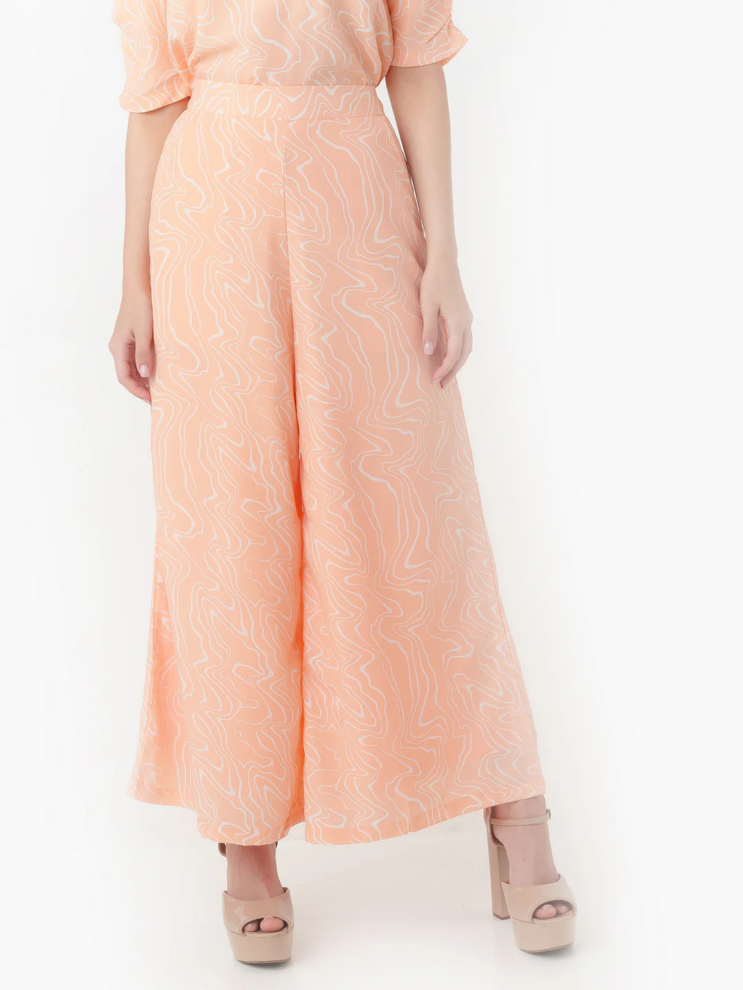 Peach Printed Parallel Trouser - Image 2