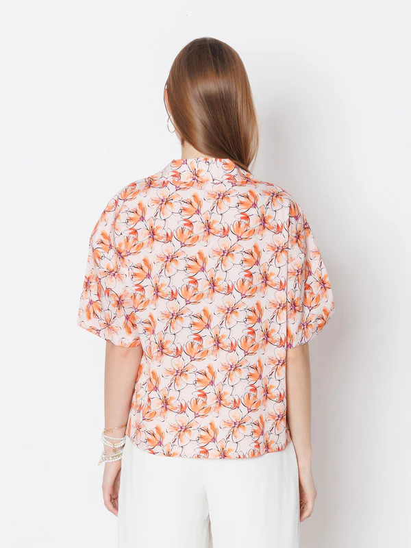 Peach Printed Regular Fit Shirt - Image 4
