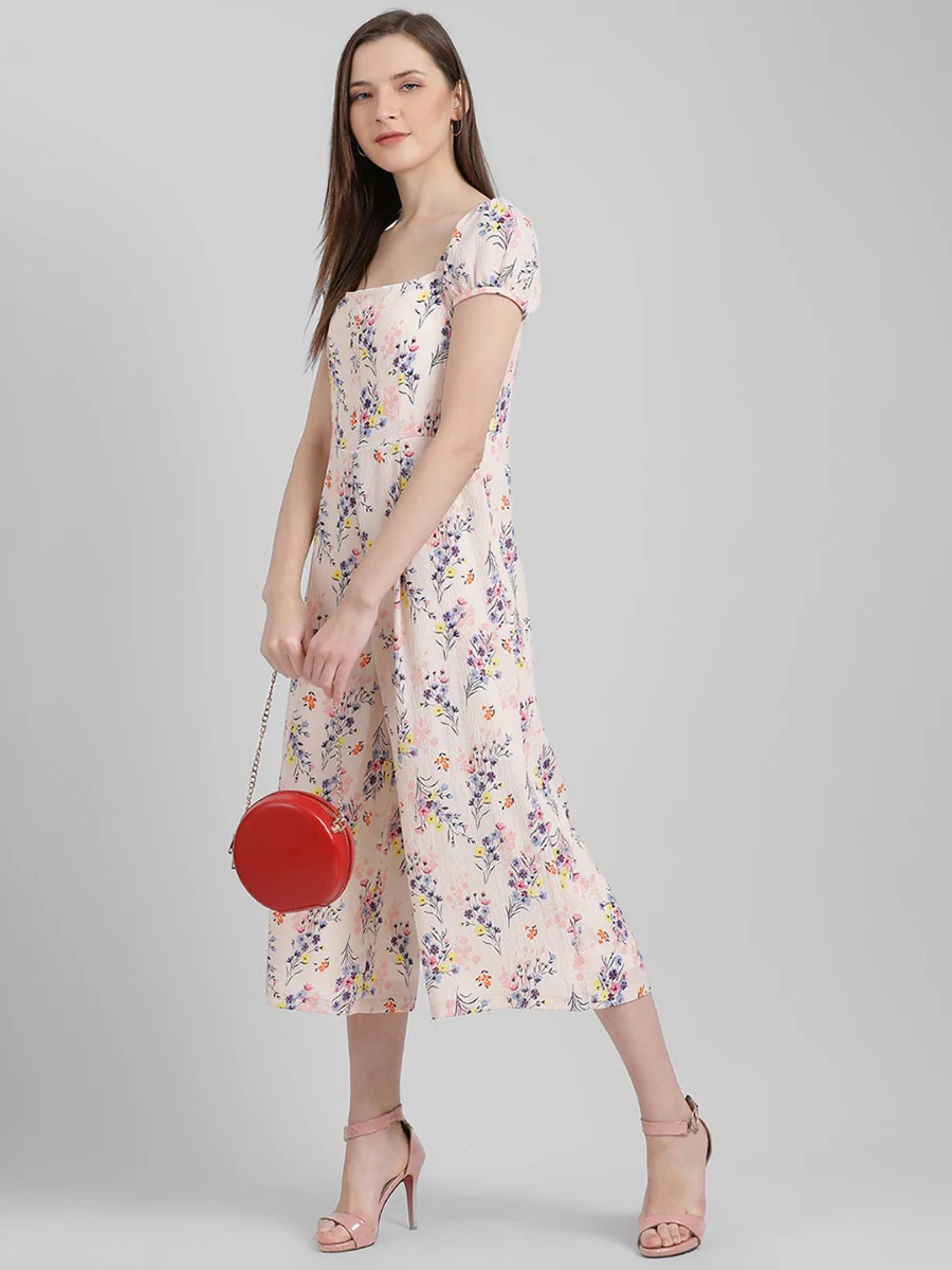 Peach Printed Regular Jumpsuit - Image 5