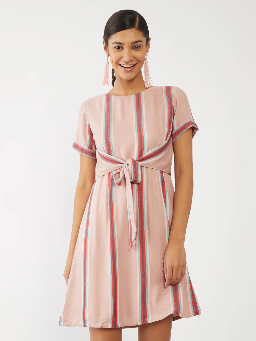 Peach Printed Short Dress - Image 2