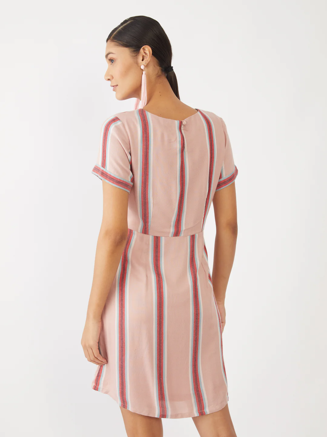 Peach Printed Short Dress - Image 4