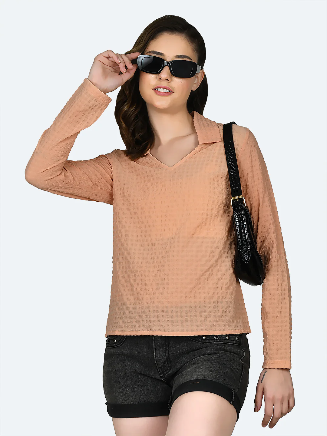 Peach Self Design Top - Image 2