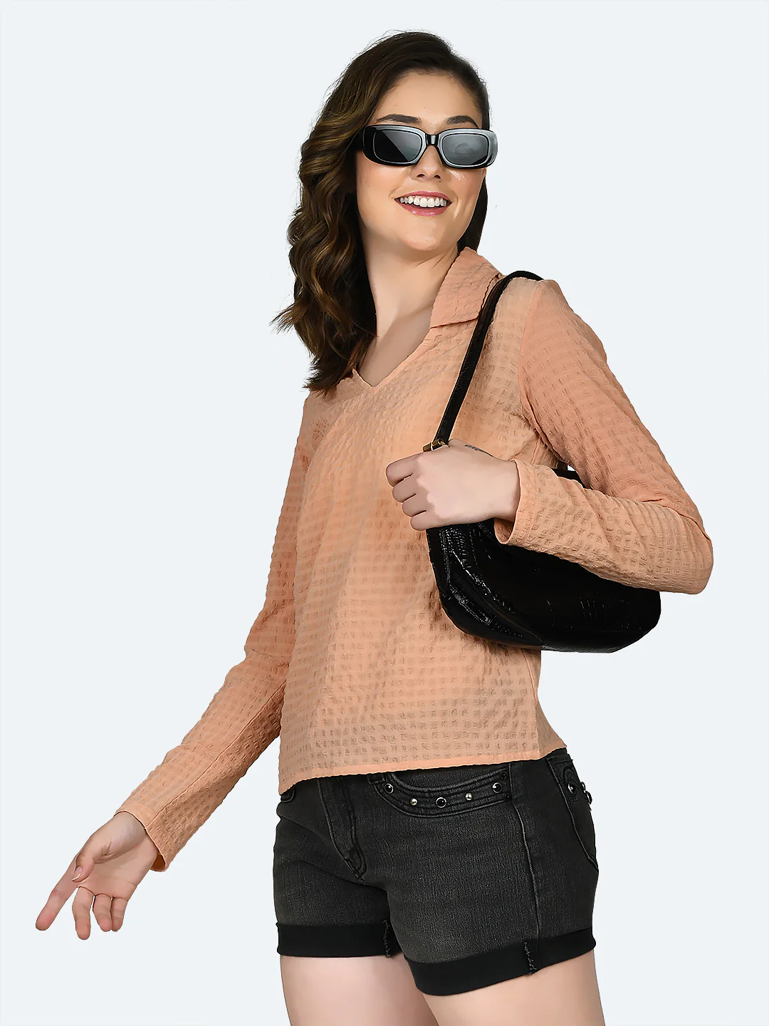 Peach Self Design Top - Image 3