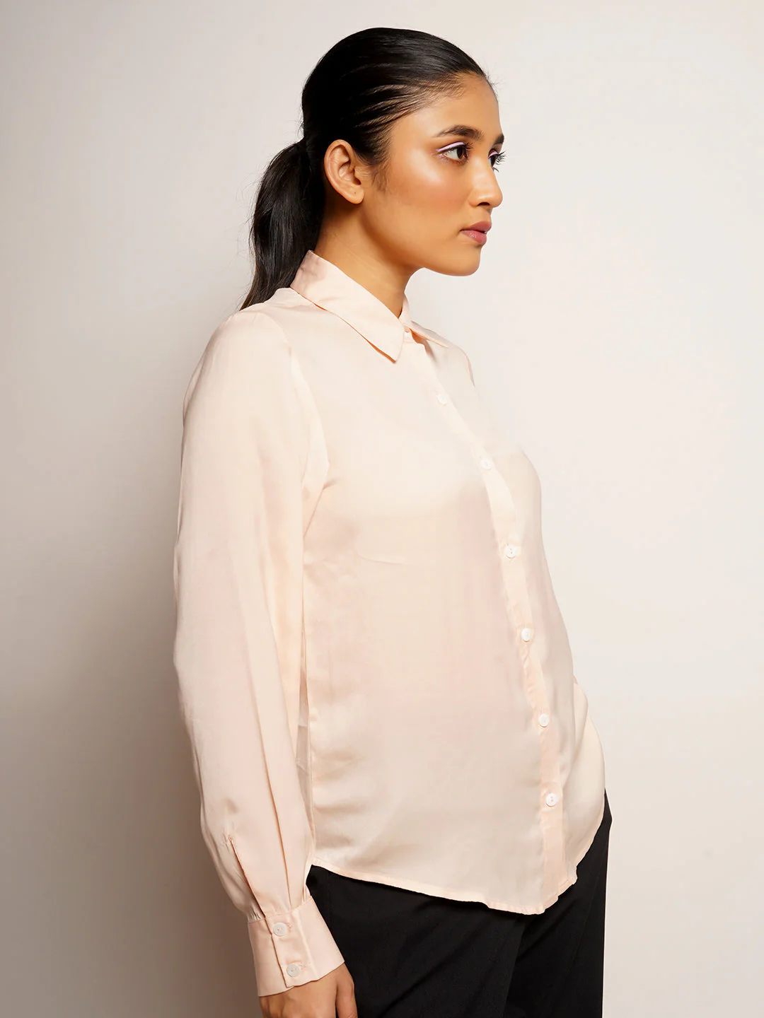 Peach Solid Basic Shirt - Image 3