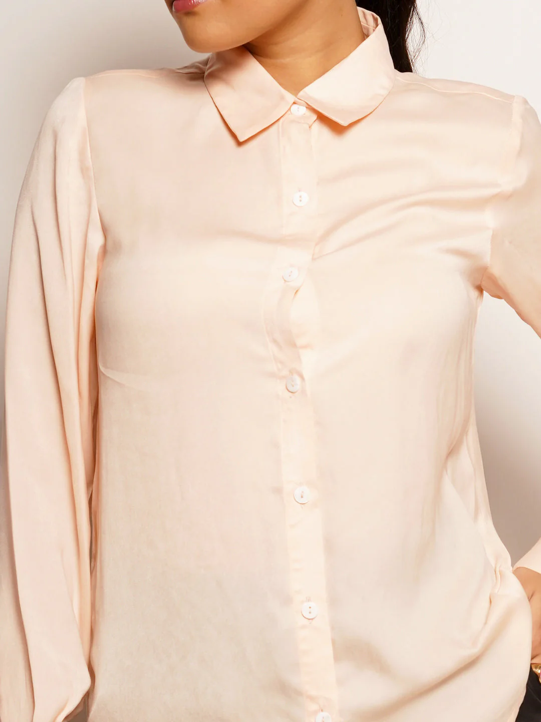 Peach Solid Basic Shirt - Image 6