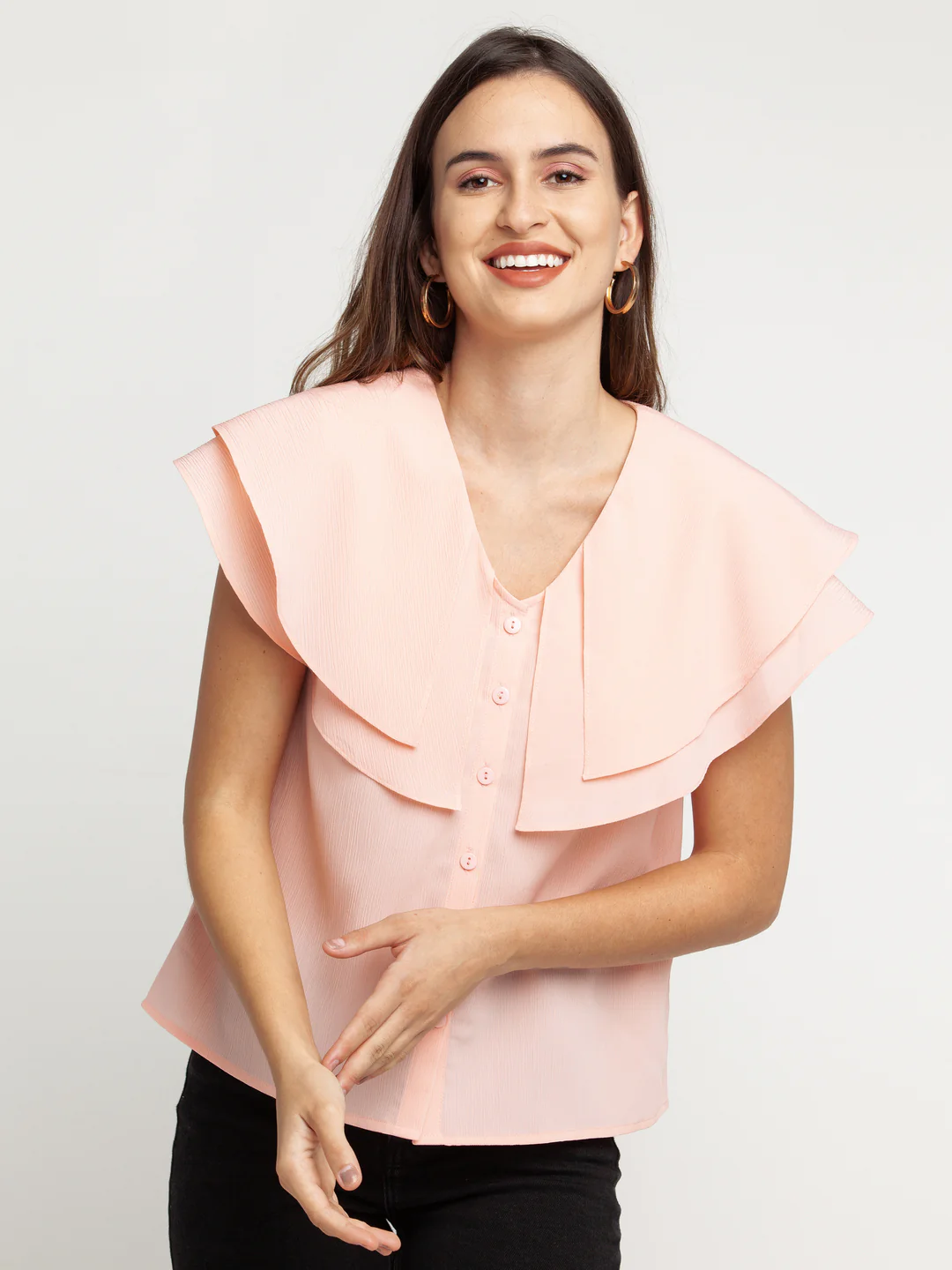 Peach Solid Layered Top - Image 2