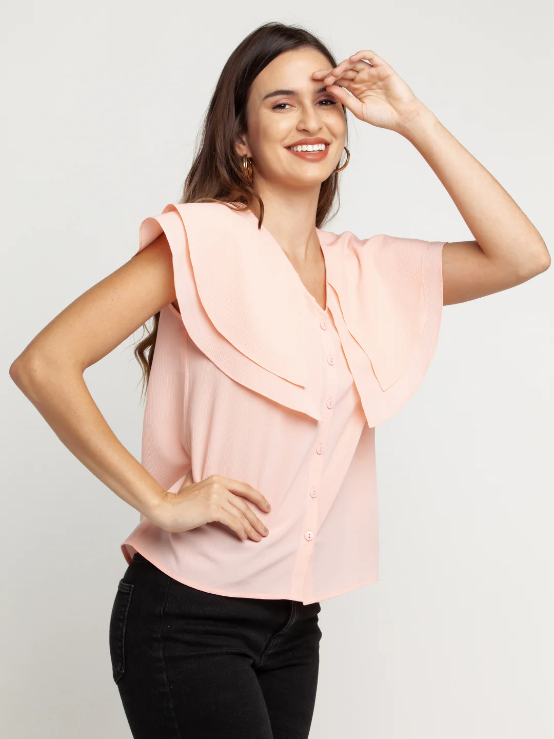 Peach Solid Layered Top - Image 3