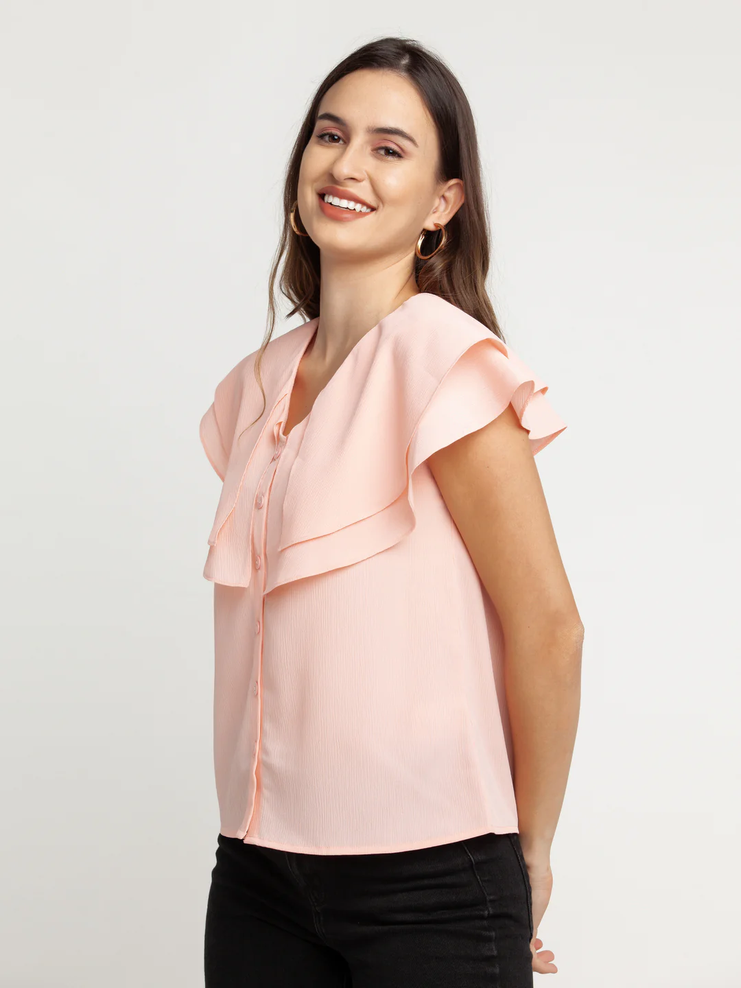 Peach Solid Layered Top - Image 4