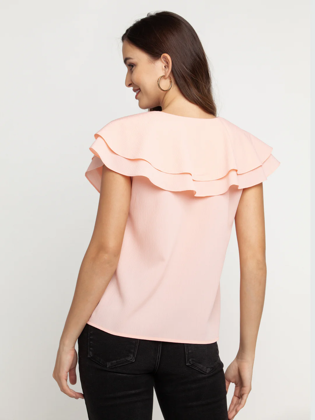 Peach Solid Layered Top - Image 5