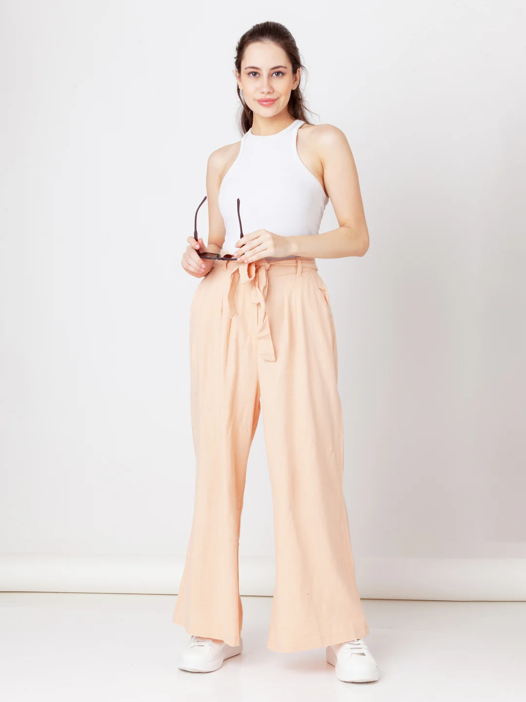 Peach Solid Regular Trouser