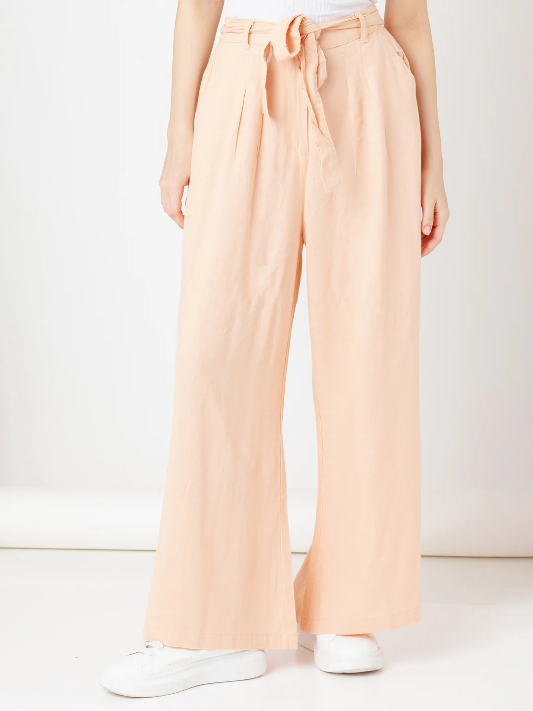 Peach Solid Regular Trouser - Image 2