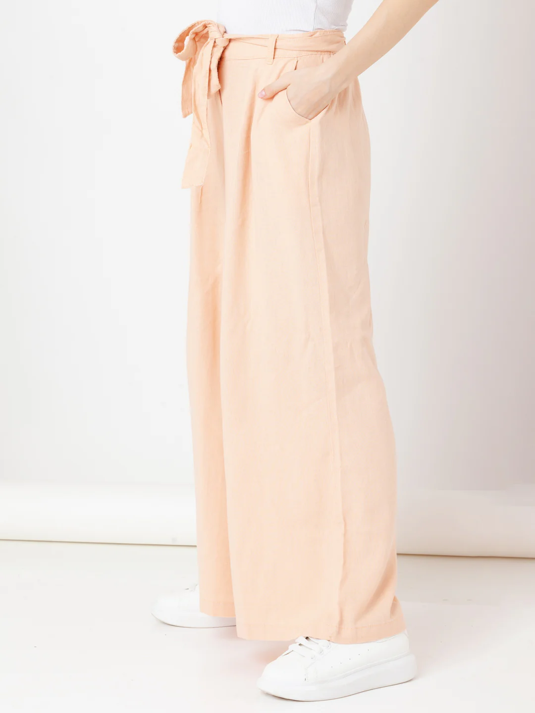 Peach Solid Regular Trouser - Image 3