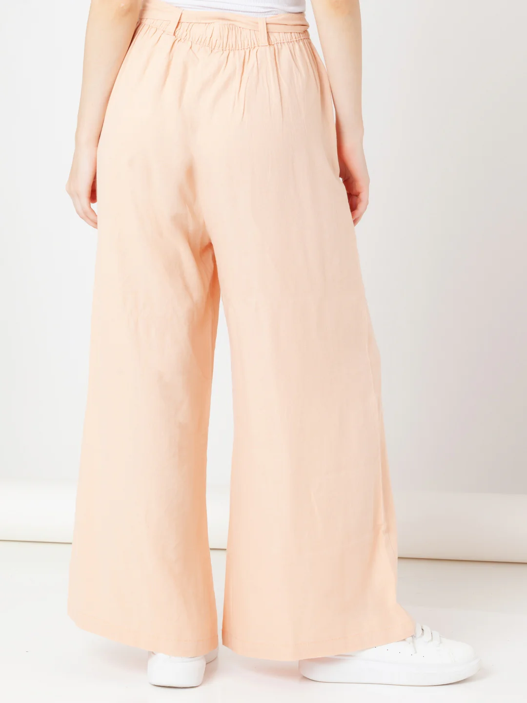 Peach Solid Regular Trouser - Image 4