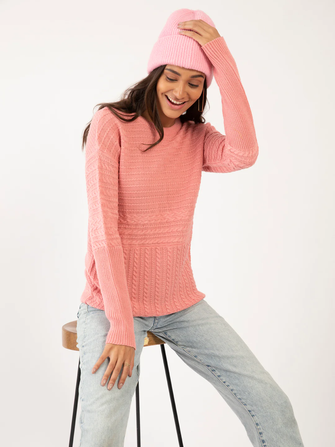 Peach Solid Sweater