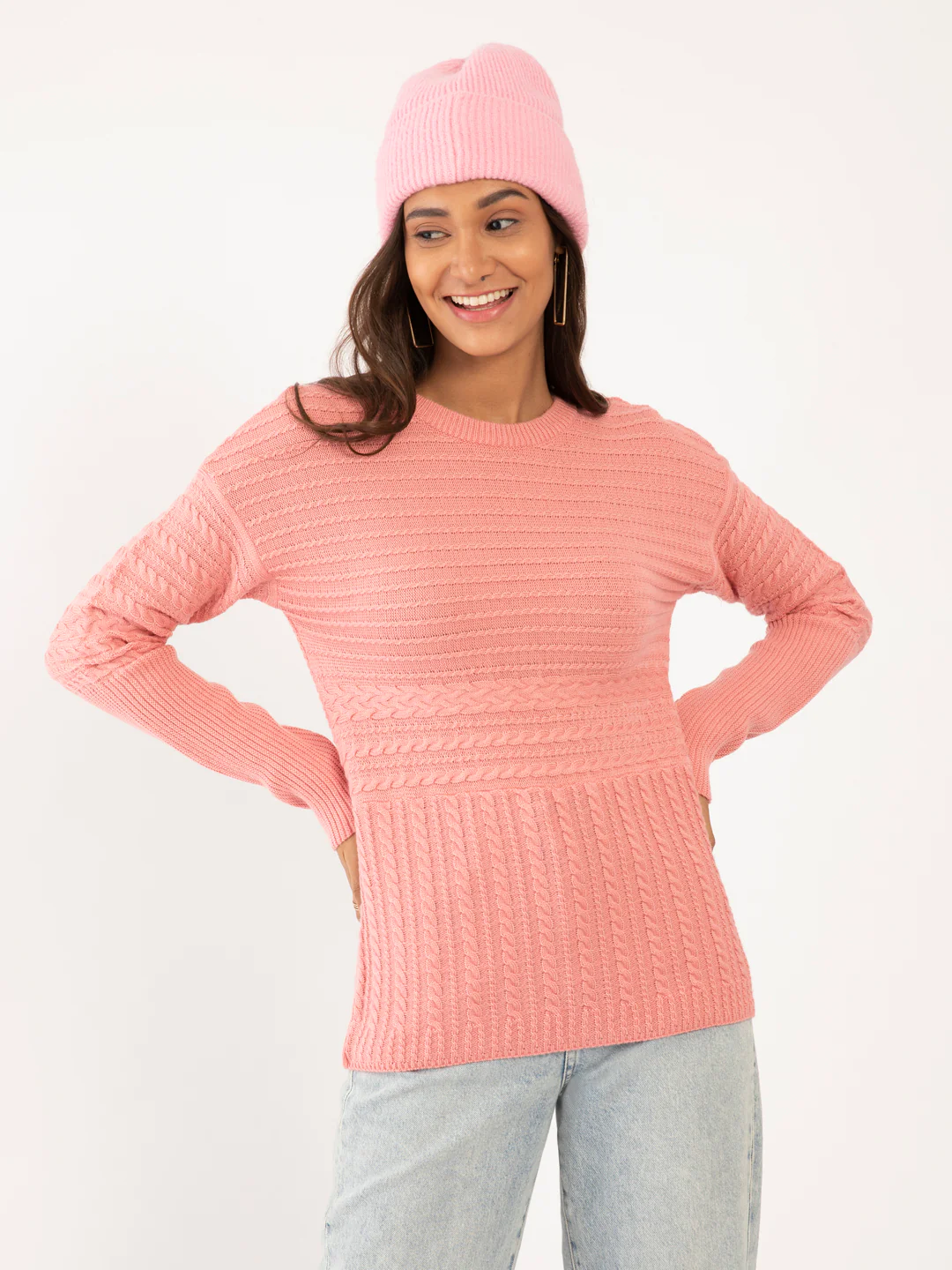 Peach Solid Sweater - Image 2