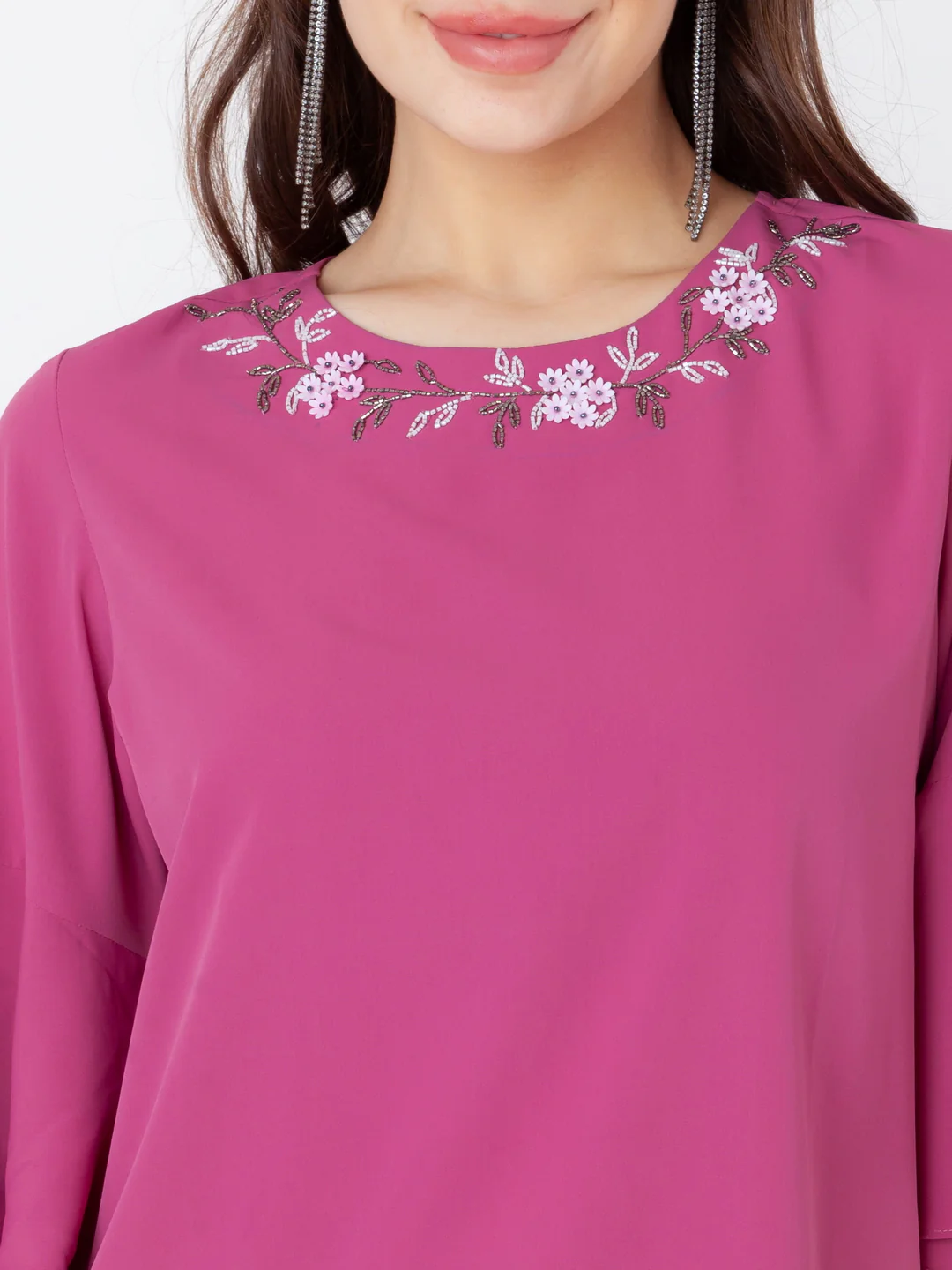 Pink Embroidered Regular Top - Image 6