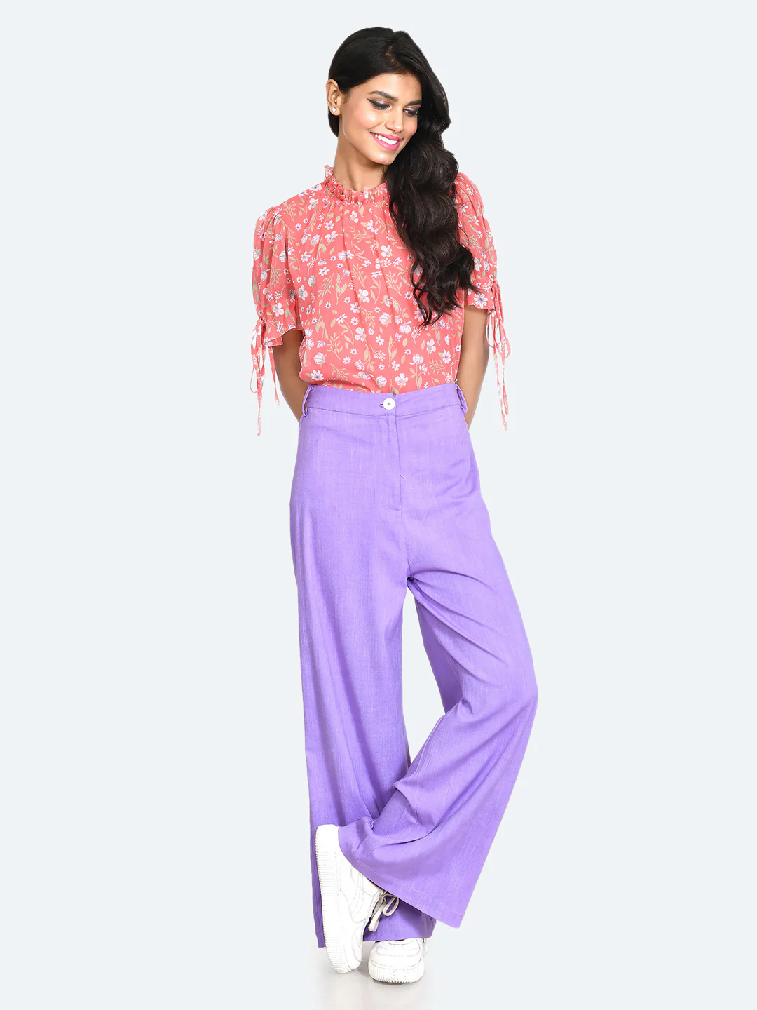 Pink Floral Print Puff Sleeve Top - Image 5