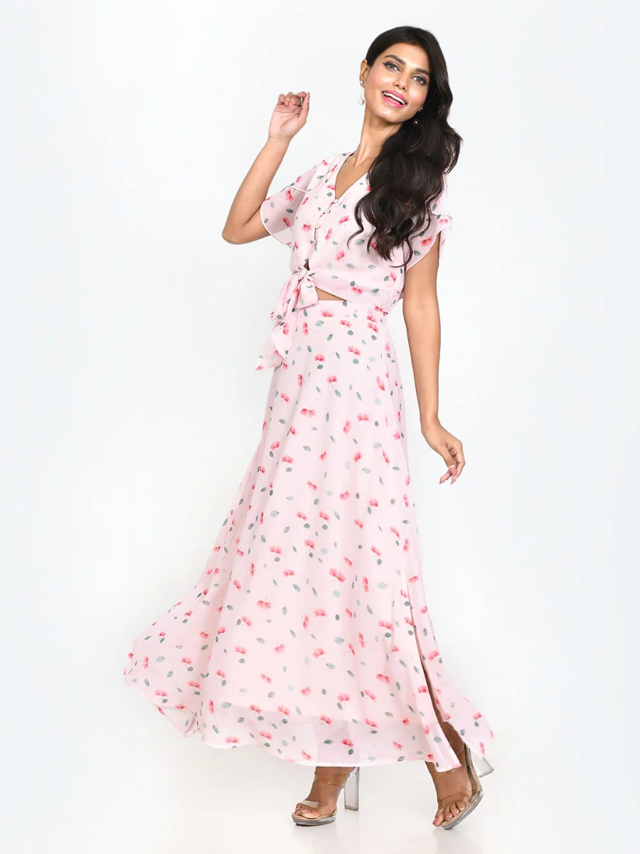 Pink Floral Print Skirt - Image 2