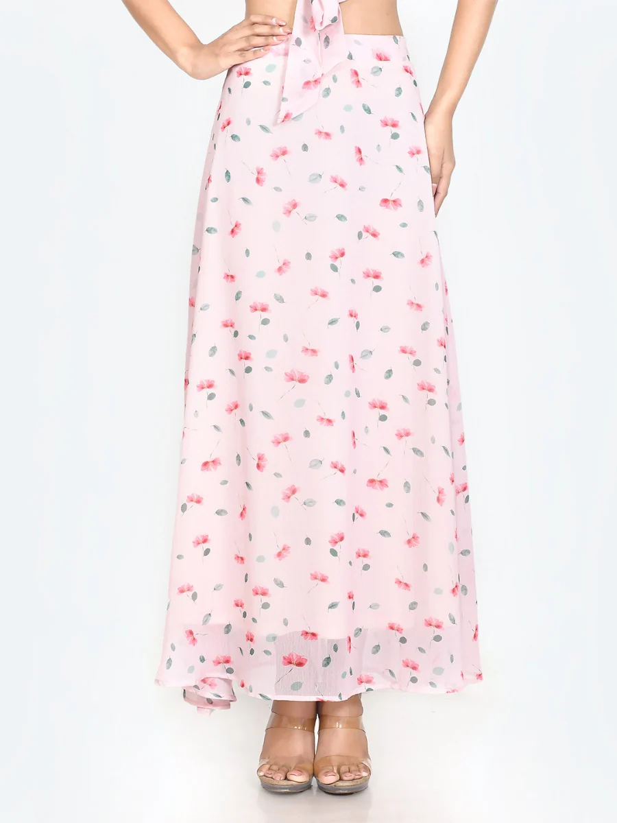 Pink Floral Print Skirt - Image 3
