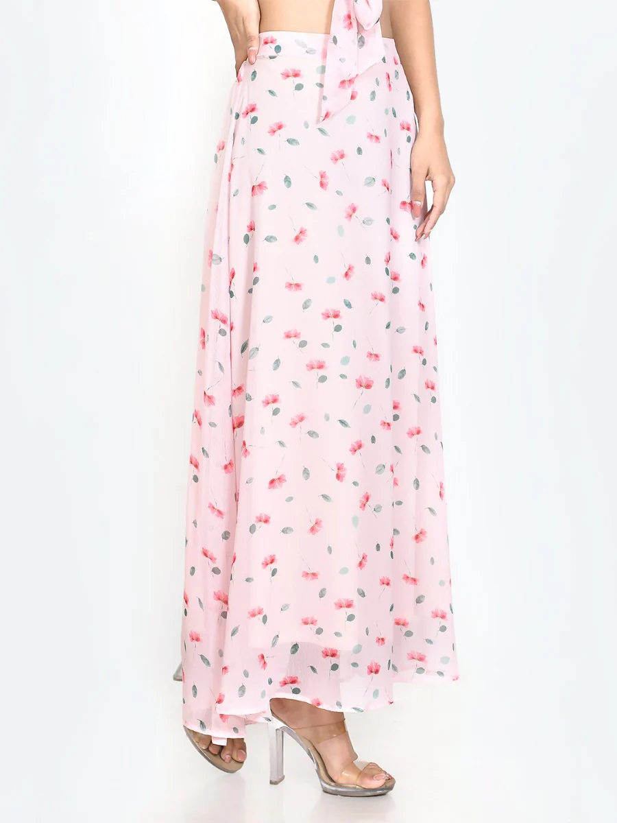 Pink Floral Print Skirt - Image 4