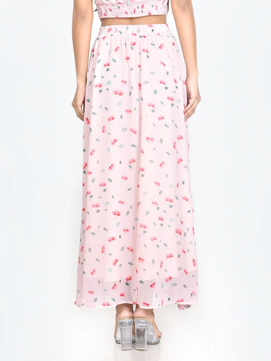 Pink Floral Print Skirt - Image 5