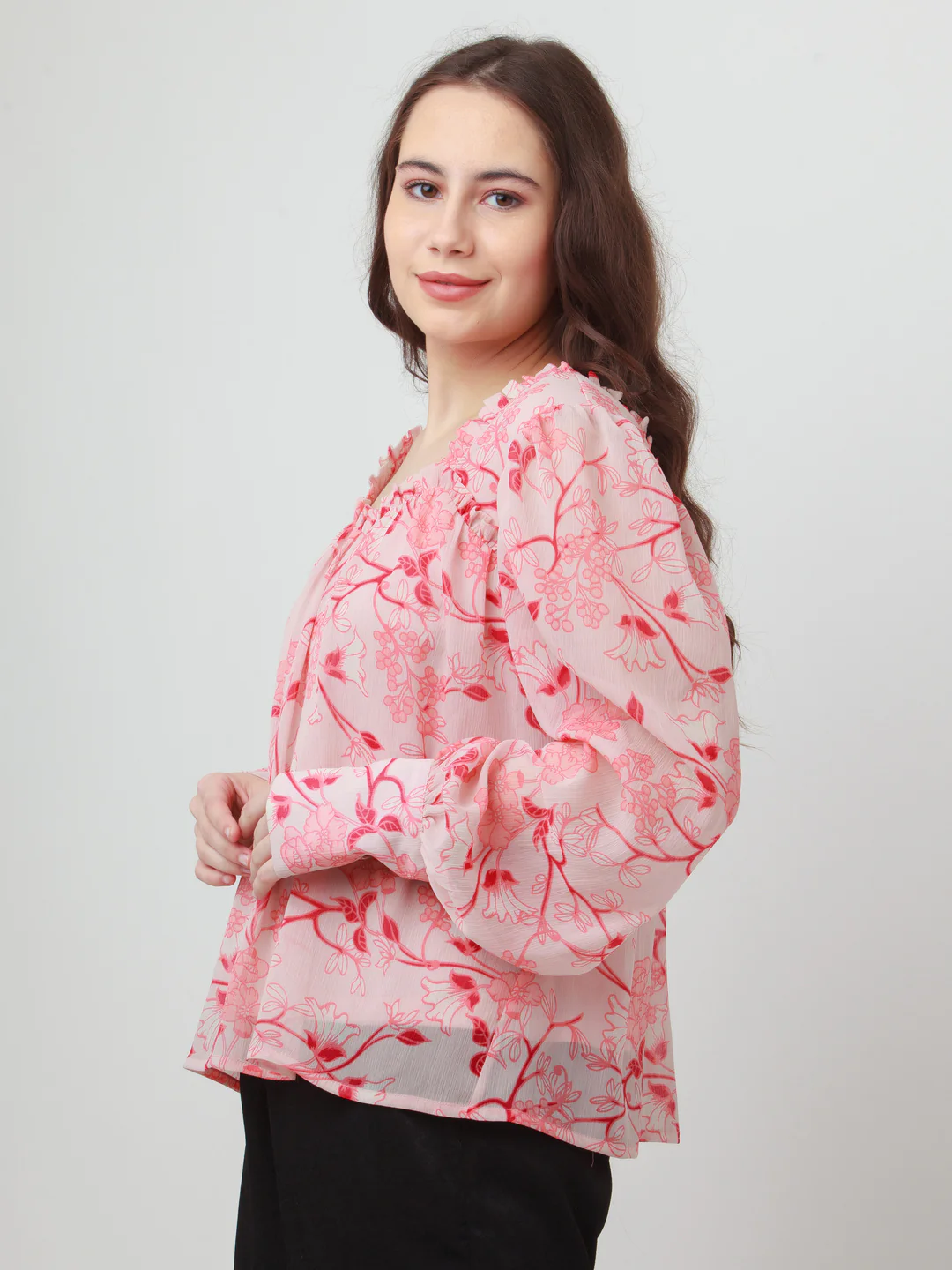 Pink Floral Print Top - Image 4