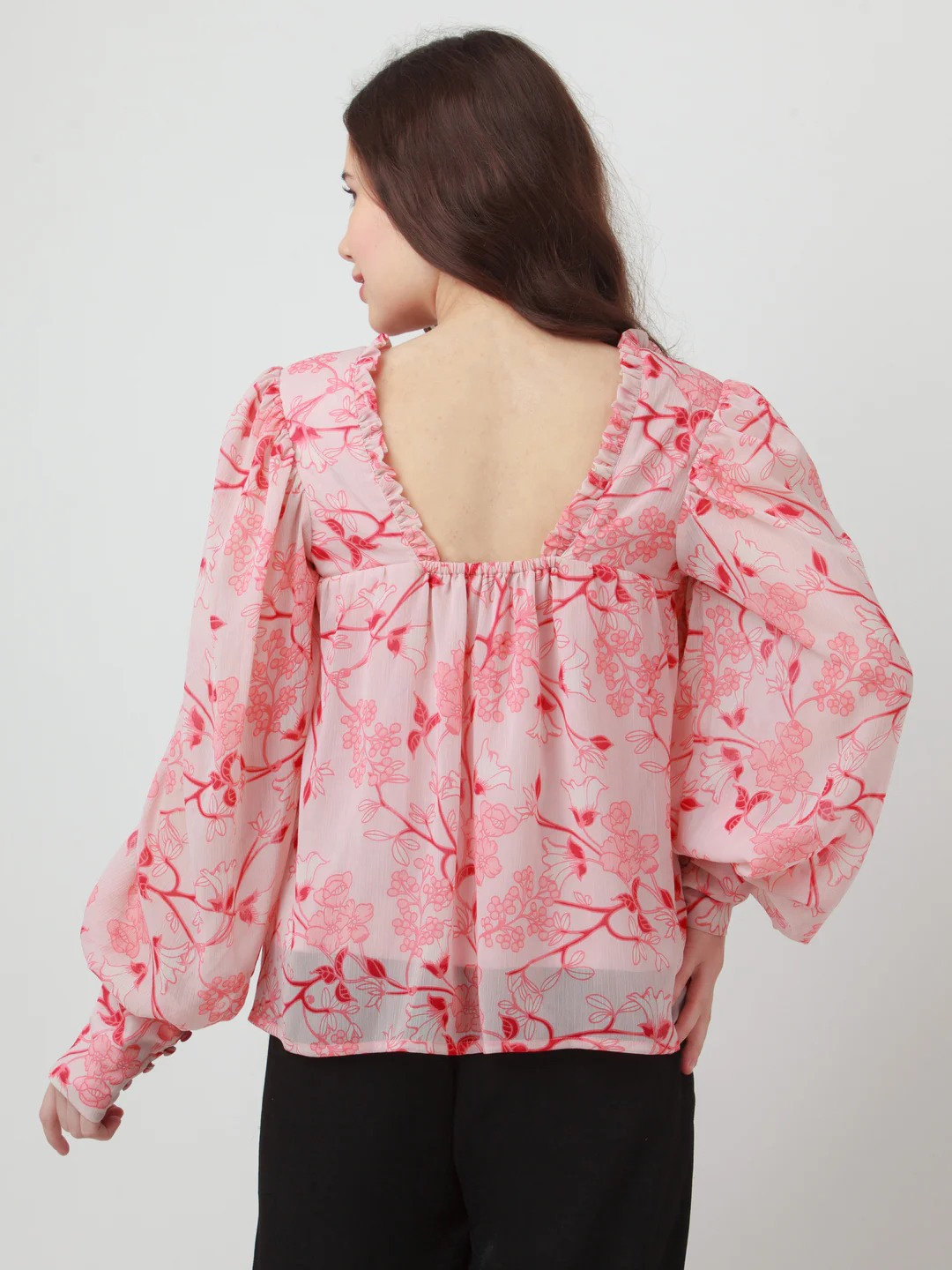 Pink Floral Print Top - Image 5