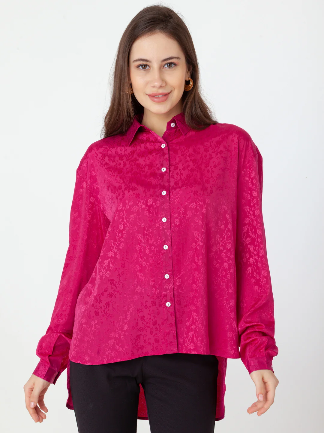 Pink Jacquard Regular Shirt - Image 2