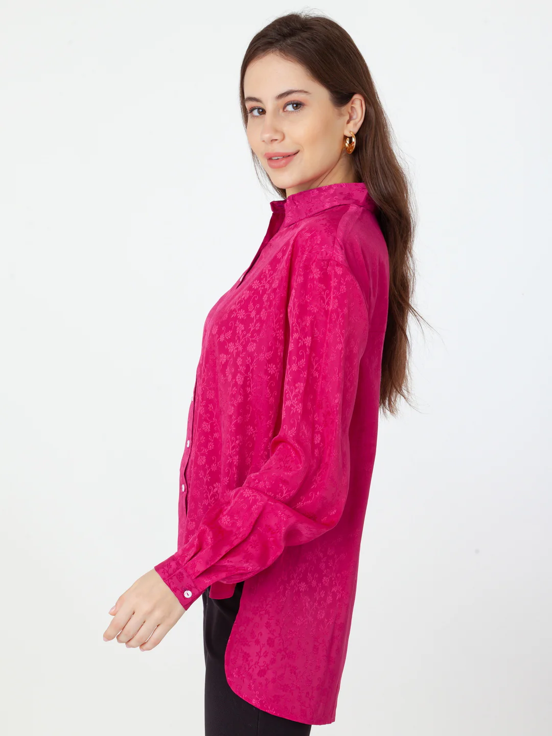 Pink Jacquard Regular Shirt - Image 3