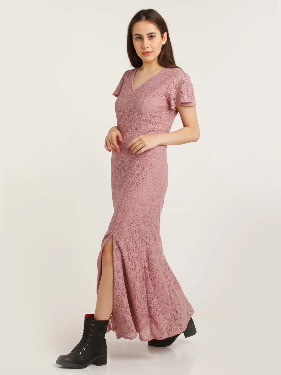 Pink Lace Maxi Dress