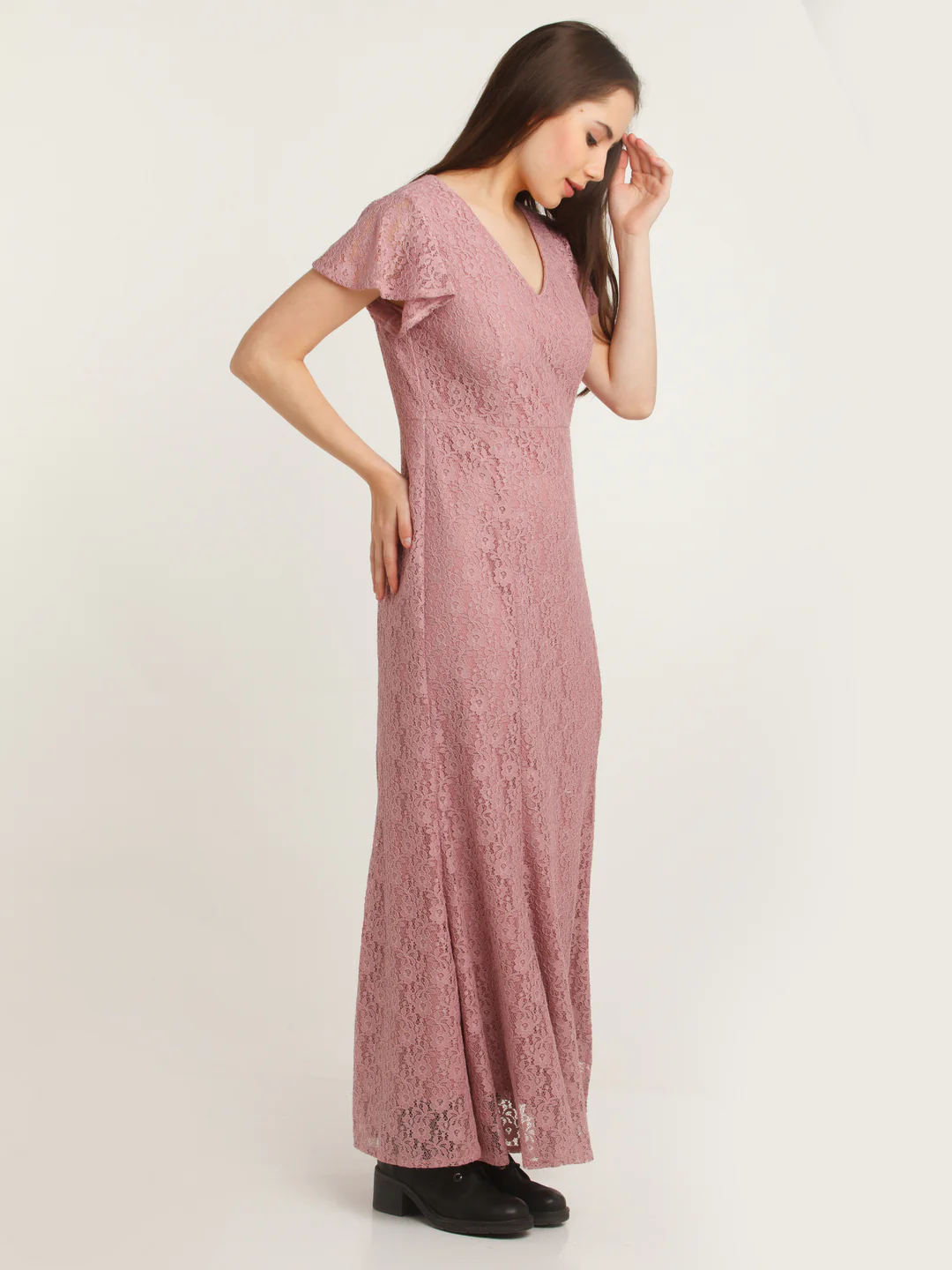 Pink Lace Maxi Dress - Image 3