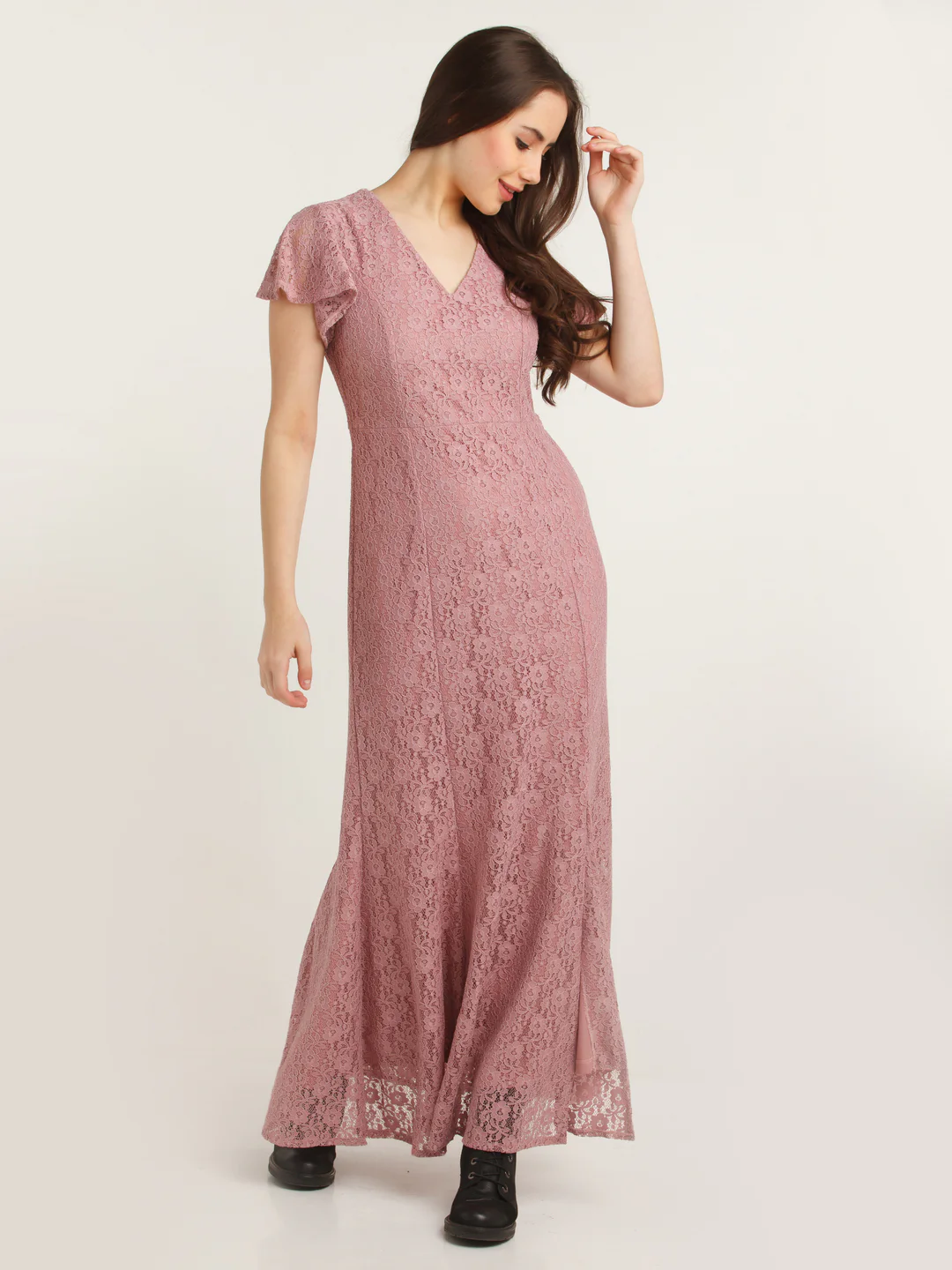 Pink Lace Maxi Dress - Image 5