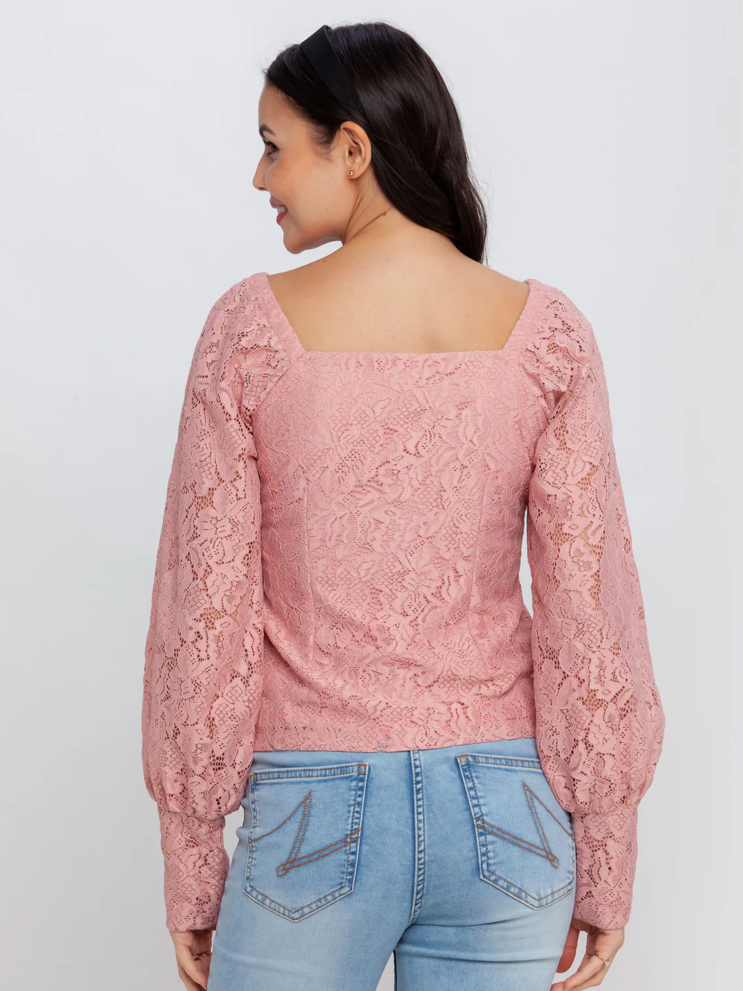 Pink Lace Puff Sleeve Top - Image 4