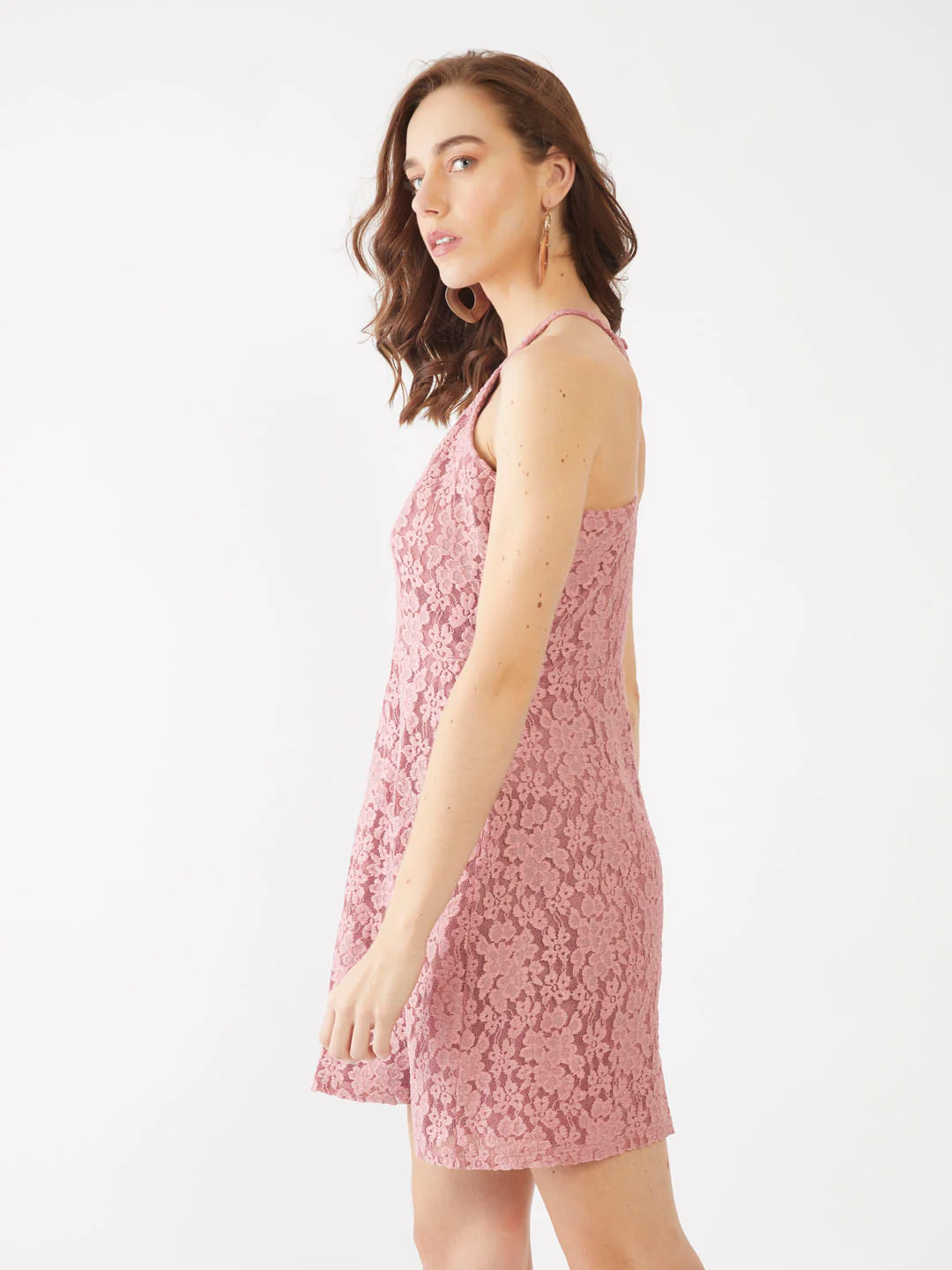 Pink Lace Short Dress - Image 3