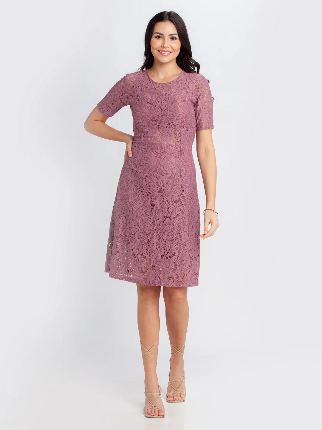 Pink Lace Short Dress