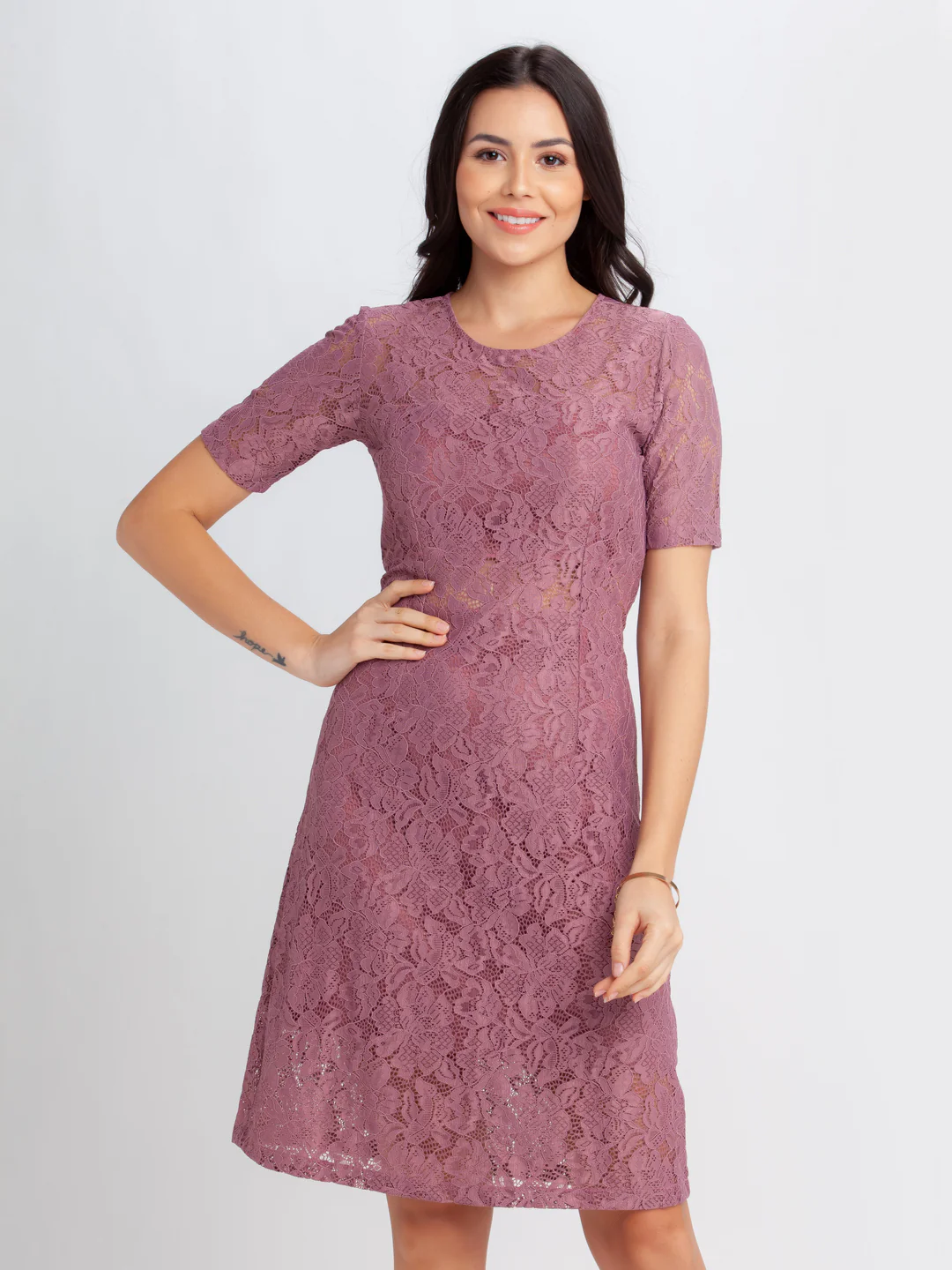 Pink Lace Short Dress - Image 2